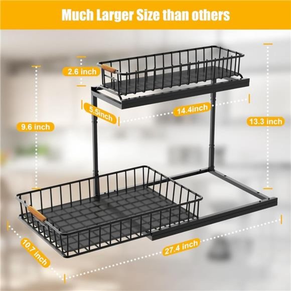 Under Sink Organizer & Storage, Metal Pull Out Kitchen Cabinet Organizer(1 Pack) - Picture 6 of 7